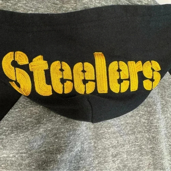NFL Pittsburgh Steelers Youth L (14/16) Athletic Hoodie Sweatshirt Gray & Black - Picture 8 of 9